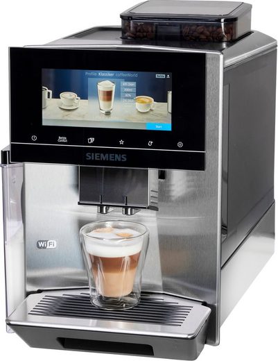 SIEMENS Kaffeevollautomat EQ900 TQ903D43, intuitives 6,8" TFT-Display, Geräuschreduzierung App-Steuerung, Barista-Modus, AromaSelect, 3 Profile, edelstahl