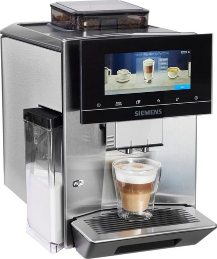 SIEMENS Kaffeevollautomat EQ900 TQ903D43, intuitives 6,8" TFT-Display, Geräuschreduzierung App-Steuerung, Barista-Modus, AromaSelect, 3 Profile, edelstahl