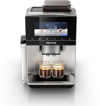 SIEMENS Kaffeevollautomat EQ900 TQ903D43, intuitives 6,8" TFT-Display, Geräuschreduzierung App-Steuerung, Barista-Modus, AromaSelect, 3 Profile, edelstahl