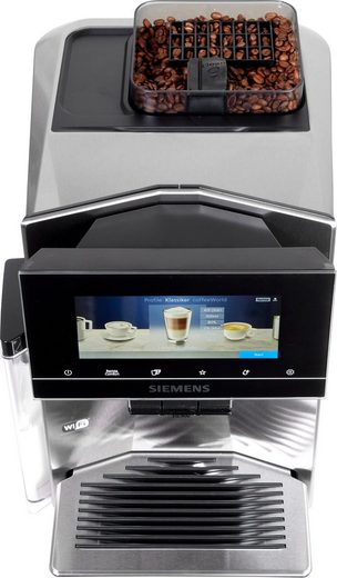 SIEMENS Kaffeevollautomat EQ900 TQ903D43, intuitives 6,8" TFT-Display, Geräuschreduzierung App-Steuerung, Barista-Modus, AromaSelect, 3 Profile, edelstahl